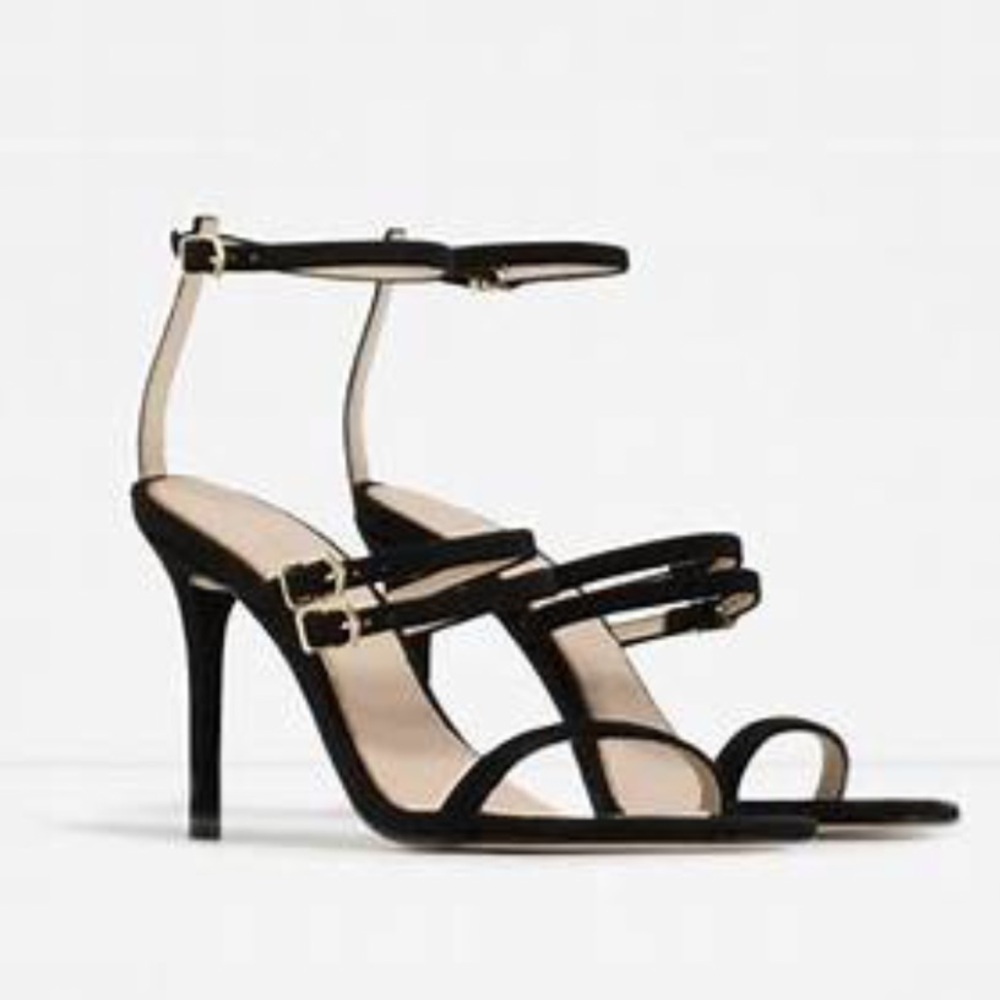Zara Elegant Black Strappy Heels